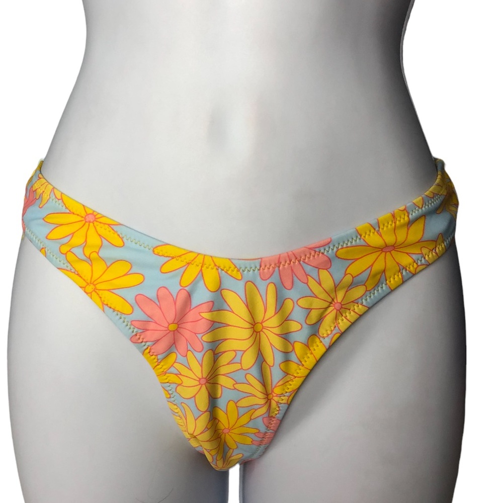 Shein bikini bottom small yellow/blue